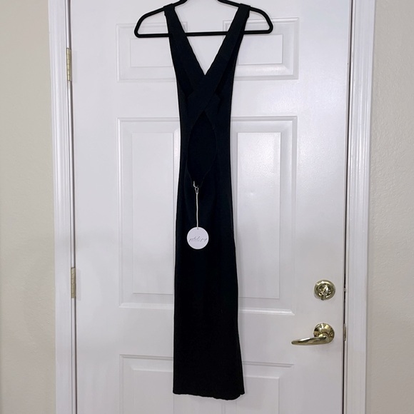 PETAL + PUP EXCLUSIVES Ribbed Knit V-Neck  CrissCross Sweater Bodycon Dress M L - Picture 8 of 11